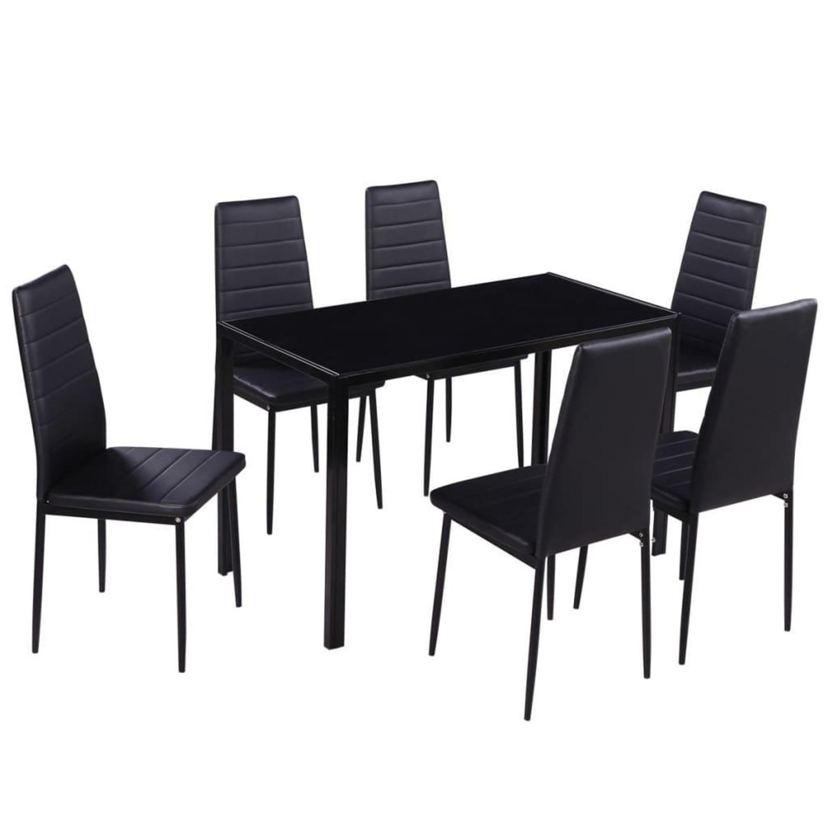 VIDAXL Ensemble de table a manger sept pieces noir