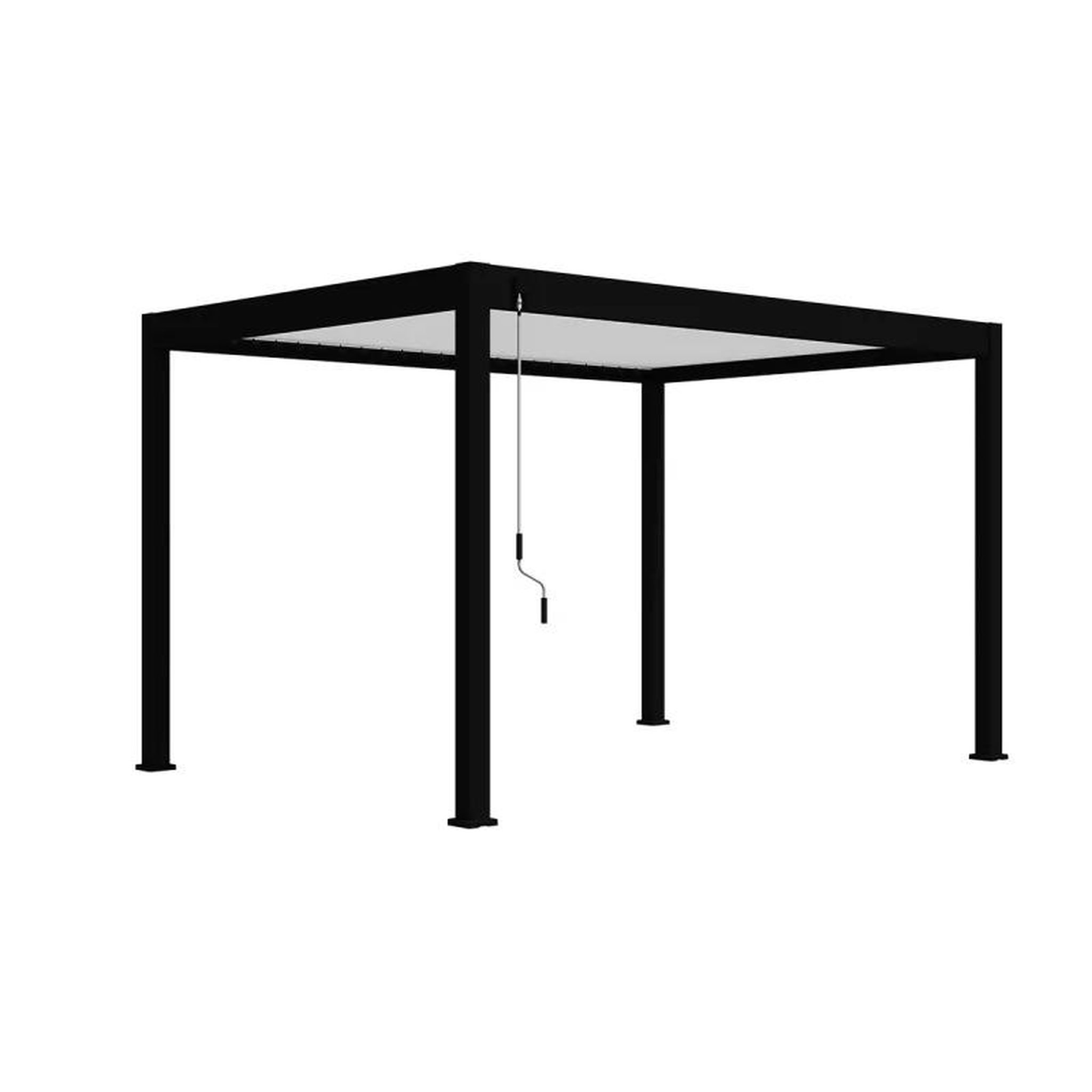 CENTRALE BRICO Pergola bioclimatique autoportante 3 x 4 m noire - avec store latéral 4m blanc