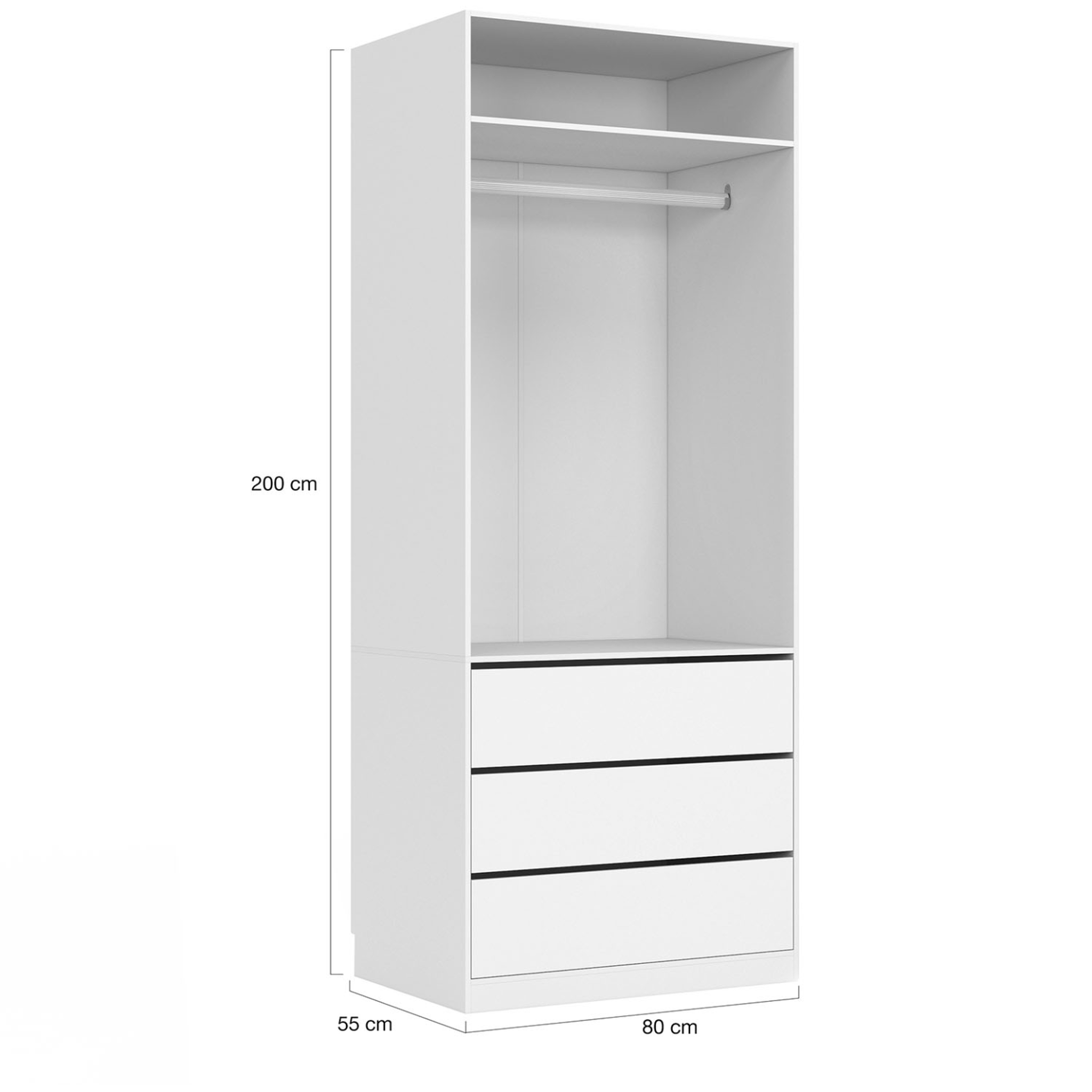Voir la diapositive 5 : ID MARKET Dressing modulable taylor 120 x 55 x 200 cm 2 modules avec penderie + étagères + tiroirs blanc