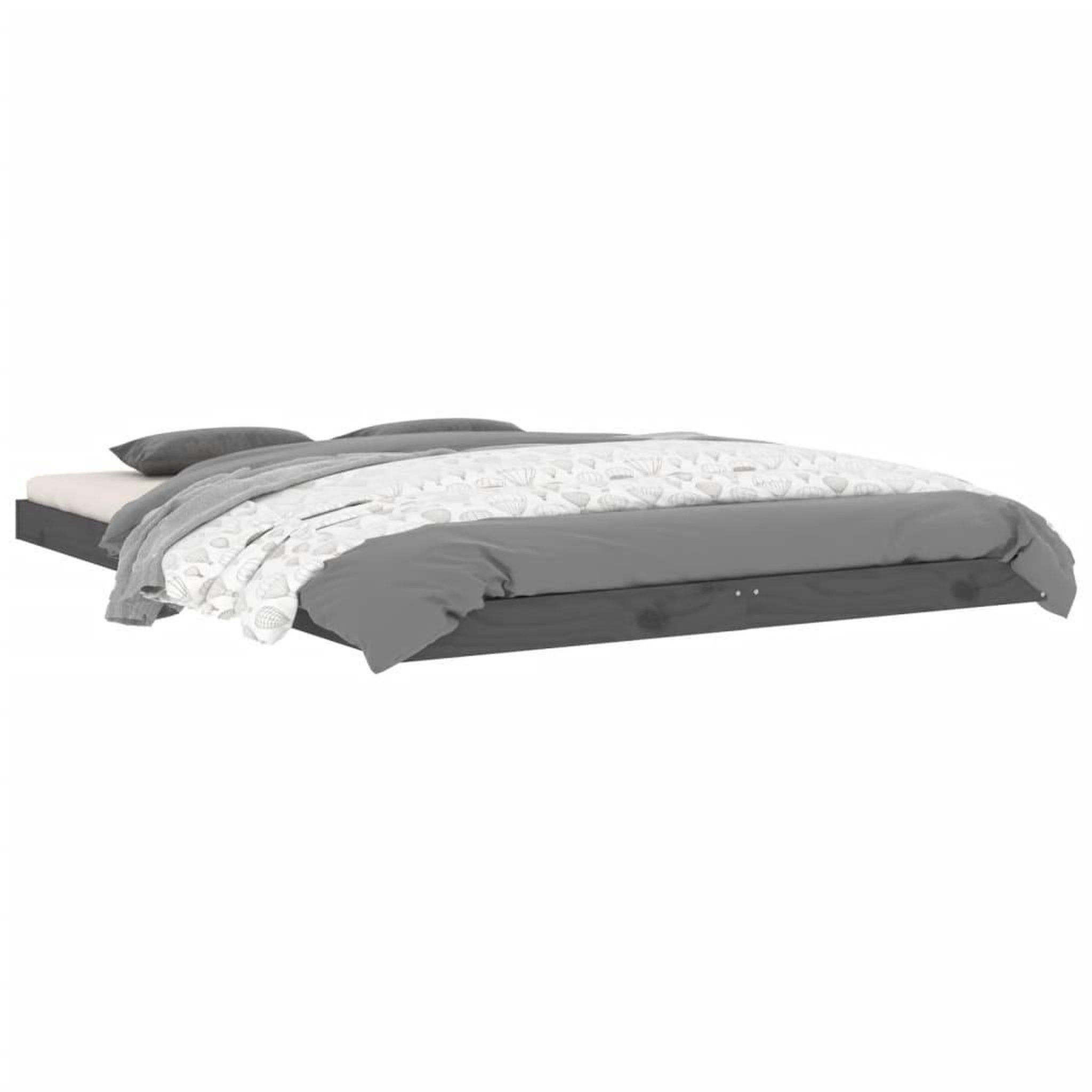 Voir la diapositive 3 : VIDAXL Cadre de lit sans matelas gris 135x190 cm bois de pin massif