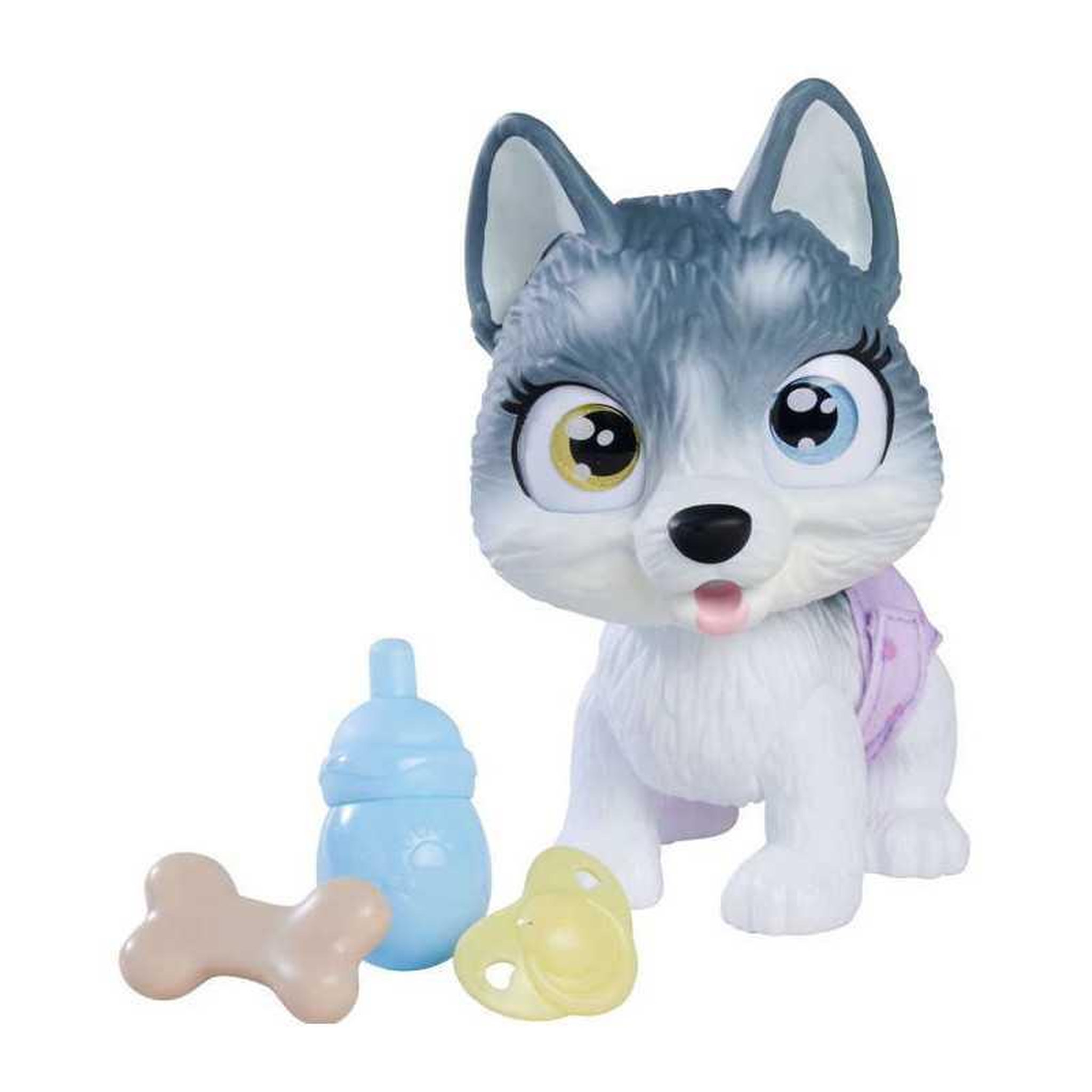 Voir la diapositive 2 : SILVERTORN Smoby - Pamper Petz - Husky a adopter - 4 accessoires - Articulé - Bois et fais pipi - Certificat d'adoption - Des 3 ans