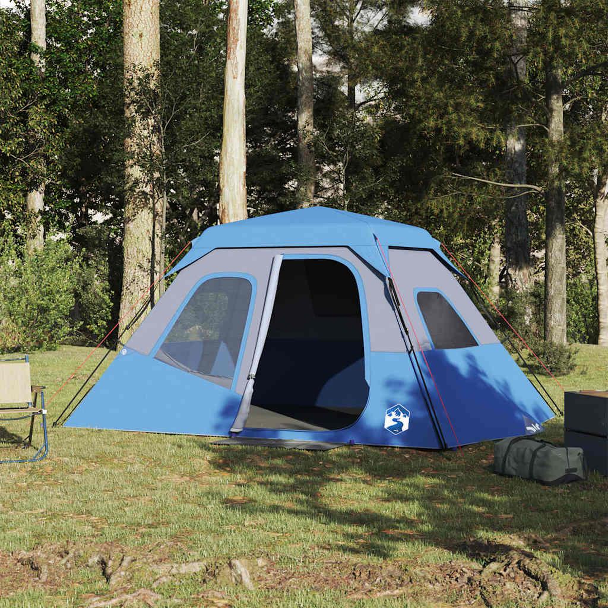 Voir la diapositive 1 : VIDAXL Tente familiale 6 personnes bleu liberation rapide impermeable