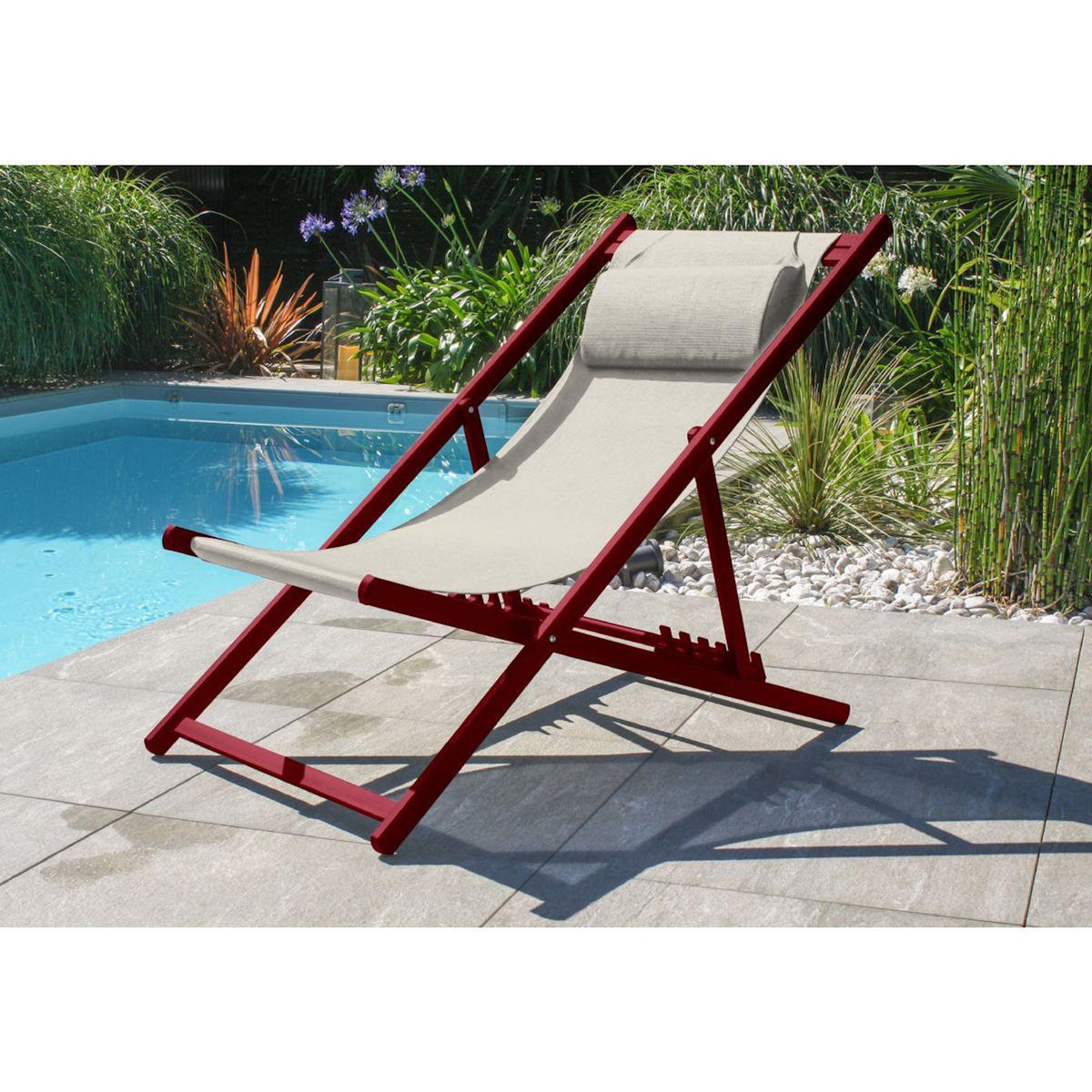 City Garden Chilienne de jardin - Aluminium et textilène - Rouge - JULIA