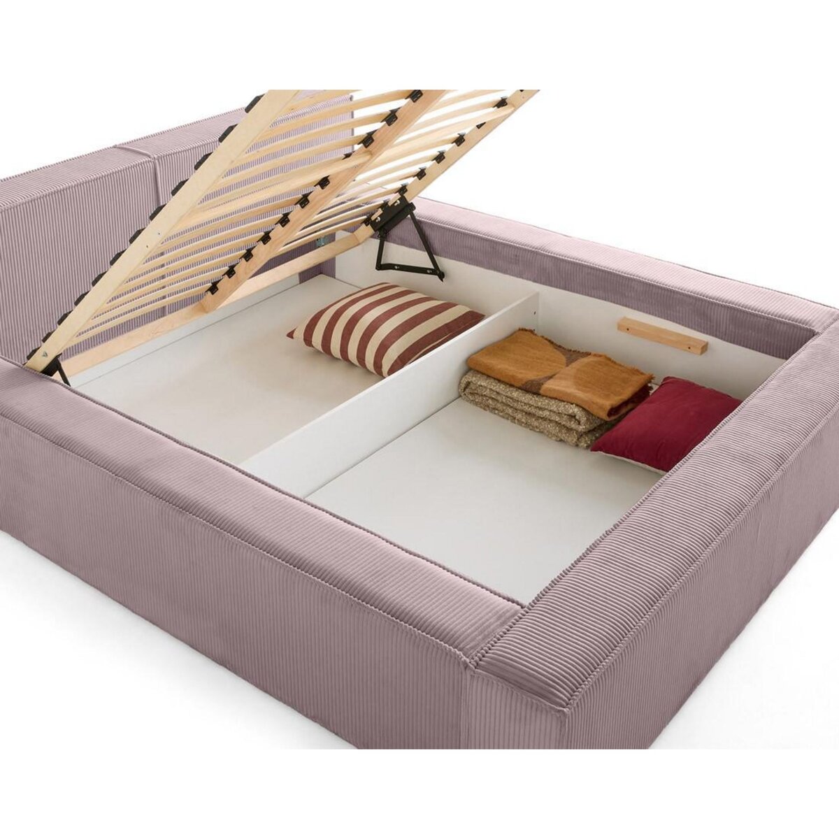 LISA DESIGN Stella - lit coffre - 140x190 cm - sommier inclus - en velours côtelé