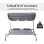 Voir la diapositive 6 : OUTSUNNY Bain de soleil 2 places lit de jardin design contemporain toit réglable 2 roulettes 2 oreillers acier époxy polyester gris