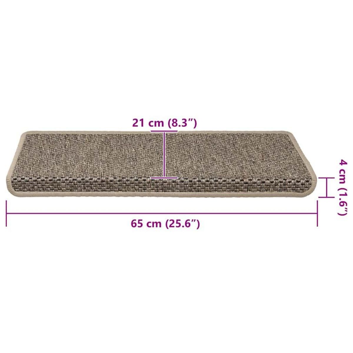 VIDAXL Tapis d'escalier autocollants 15 pcs 65x21x4 cm Beige fonce