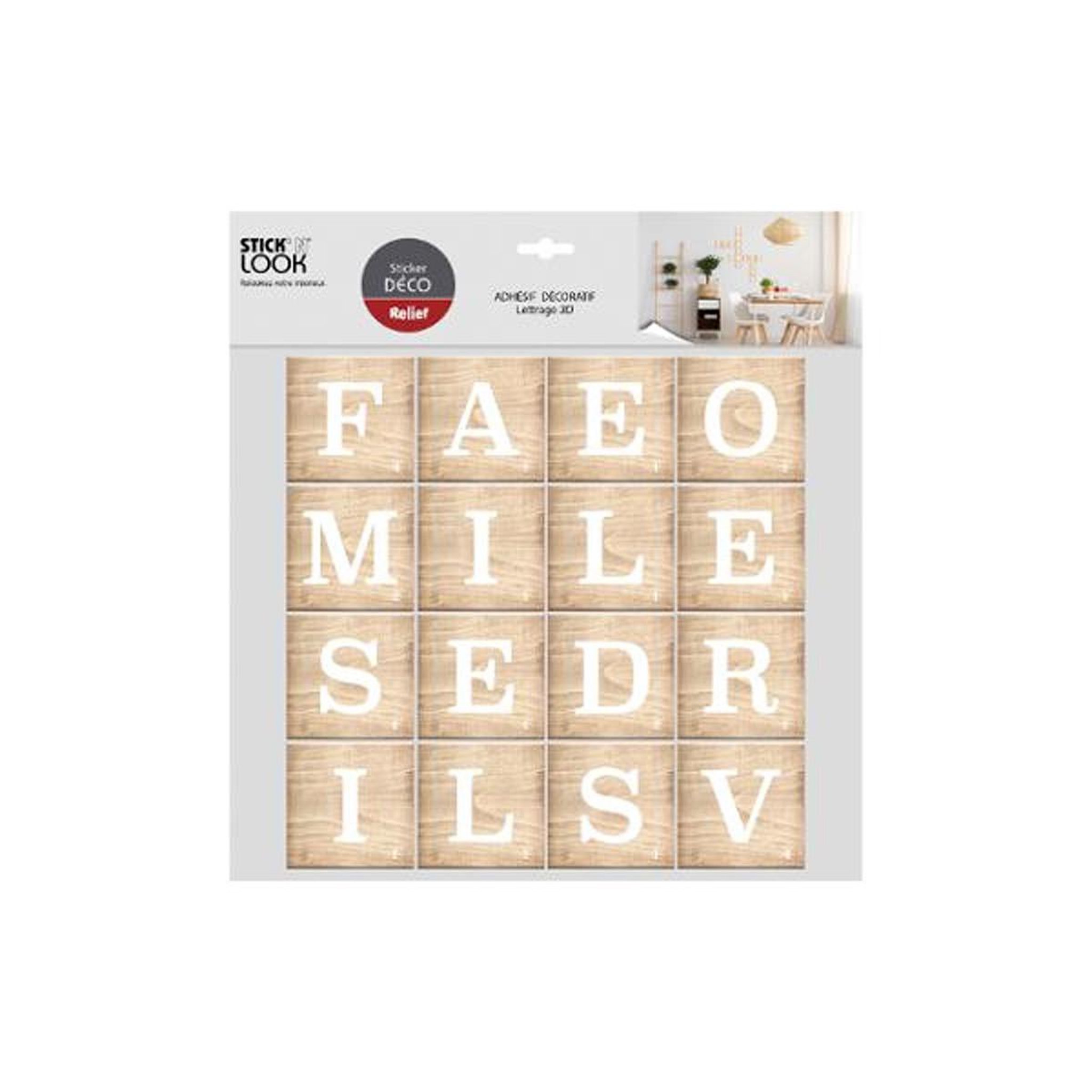 Voir la diapositive 2 : ATMOSPHERA Sticker relief  lettres  41x41cm blanc