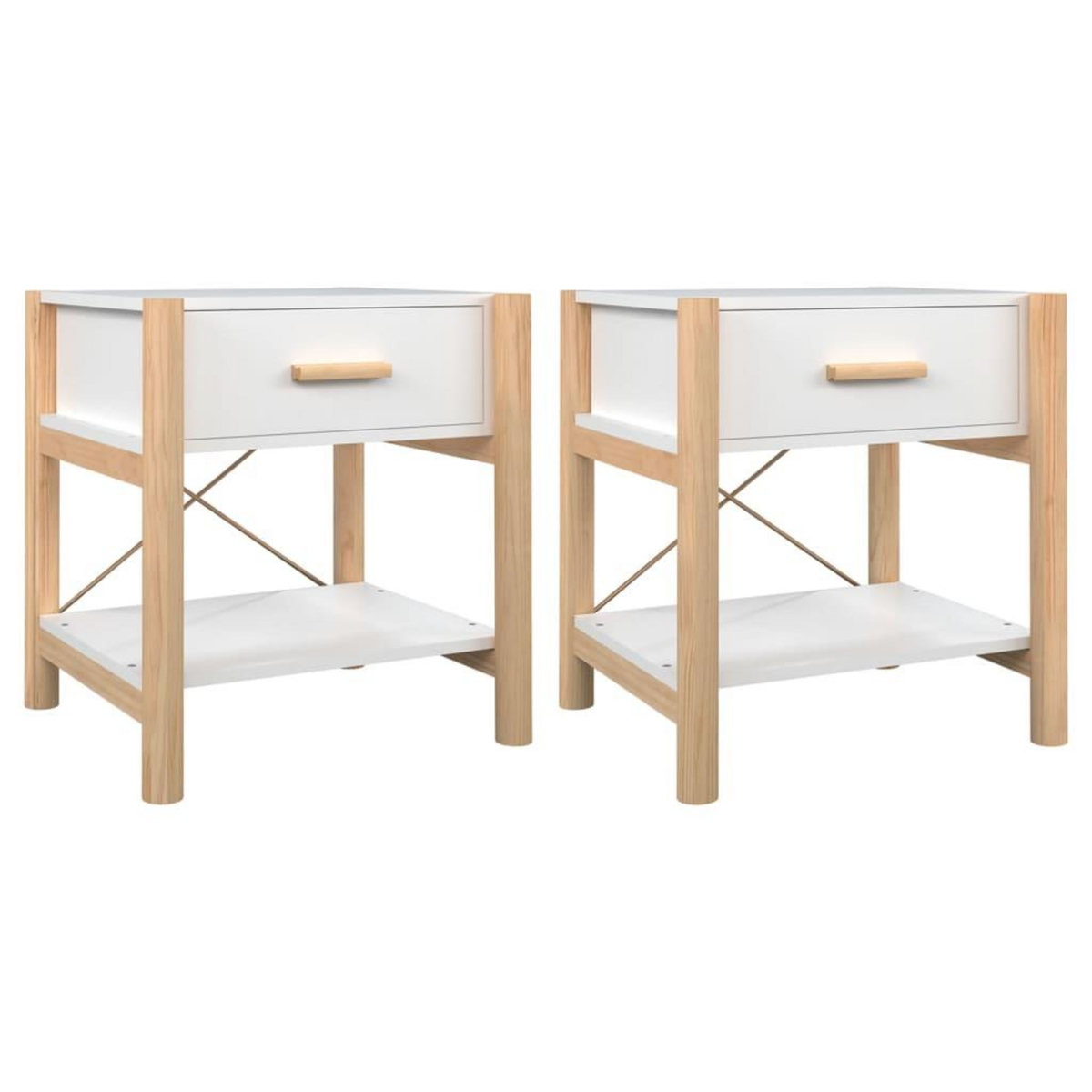 VIDAXL Tables de chevet 2 pcs Blanc 42x38x45 cm Bois d'ingenierie