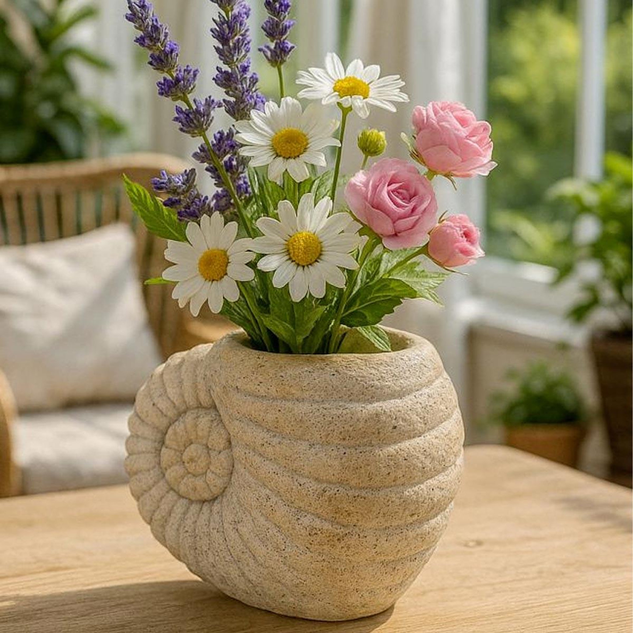 Voir la diapositive 6 : Paris Prix Vase design effet sable  shell  33cm beige
