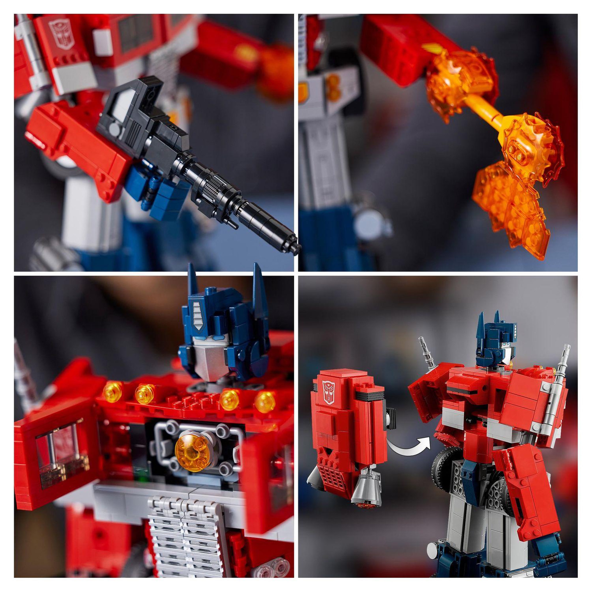 Voir la diapositive 6 : LEGO Icons 10302 Optimus Prime, Figurine Autobot Robot de Transformers, Maquette Camion