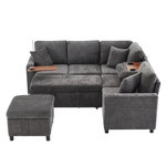 MERAX Canapé d'angle droit fixe 4 places tissu. Coloris disponibles : Beige