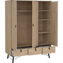 Voir la diapositive 6 : MARKET24 Armoire de chambre - RY - Chene Jackson Hickory - 3 portes - 3 tiroirs - 150,2 x 60,1 x 200,4 cm