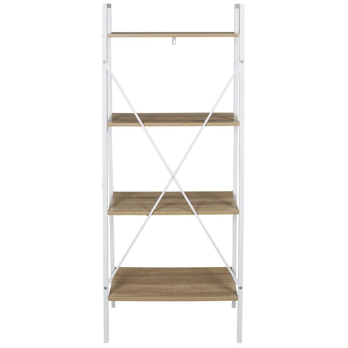 The Home Deco Factory Etagère large à 4 planches en bois et métal - L. 60 x H. 148 cm. - Blanc