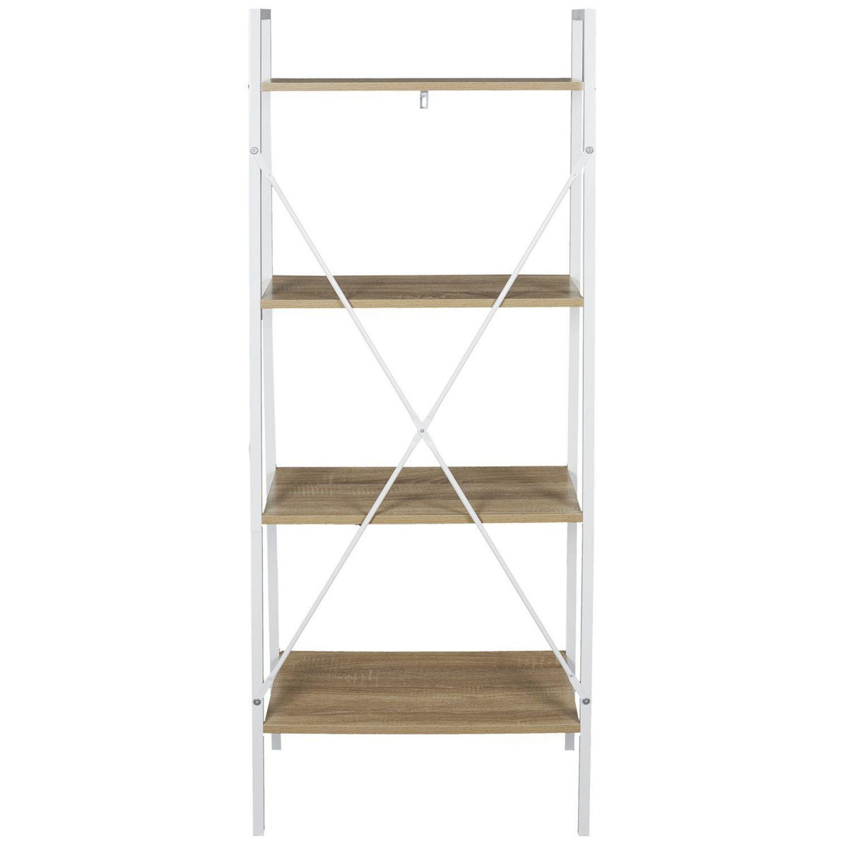 The Home Deco Factory Etagère large à 4 planches en bois et métal - L. 60 x H. 148 cm. - Blanc