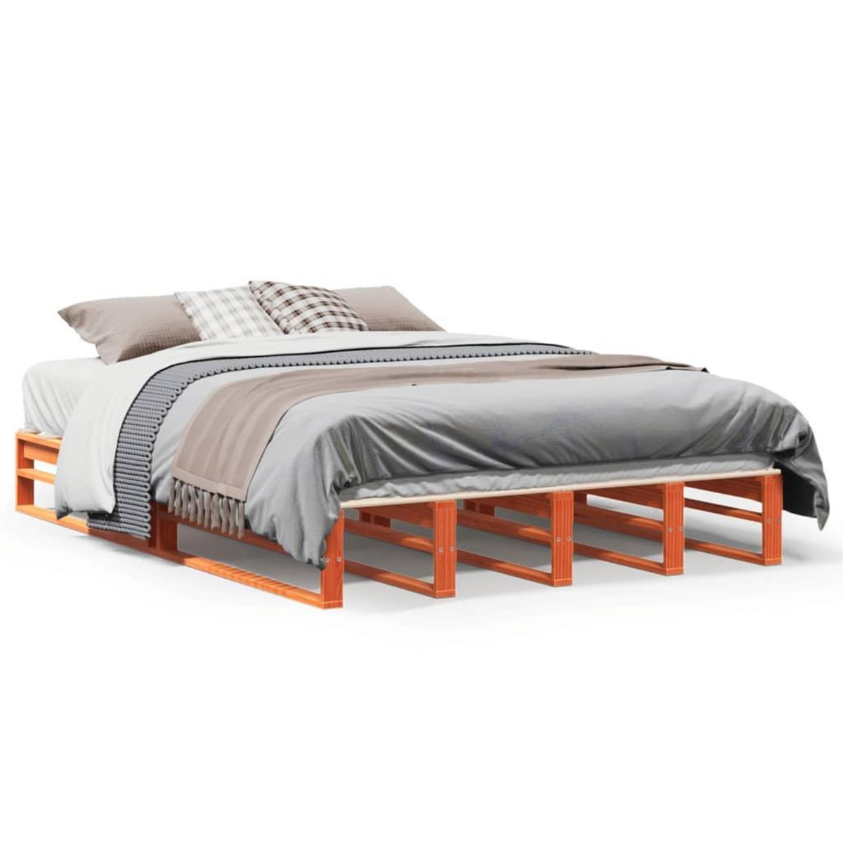 VIDAXL Cadre de lit sans matelas cire marron 140x190cm bois pin massif