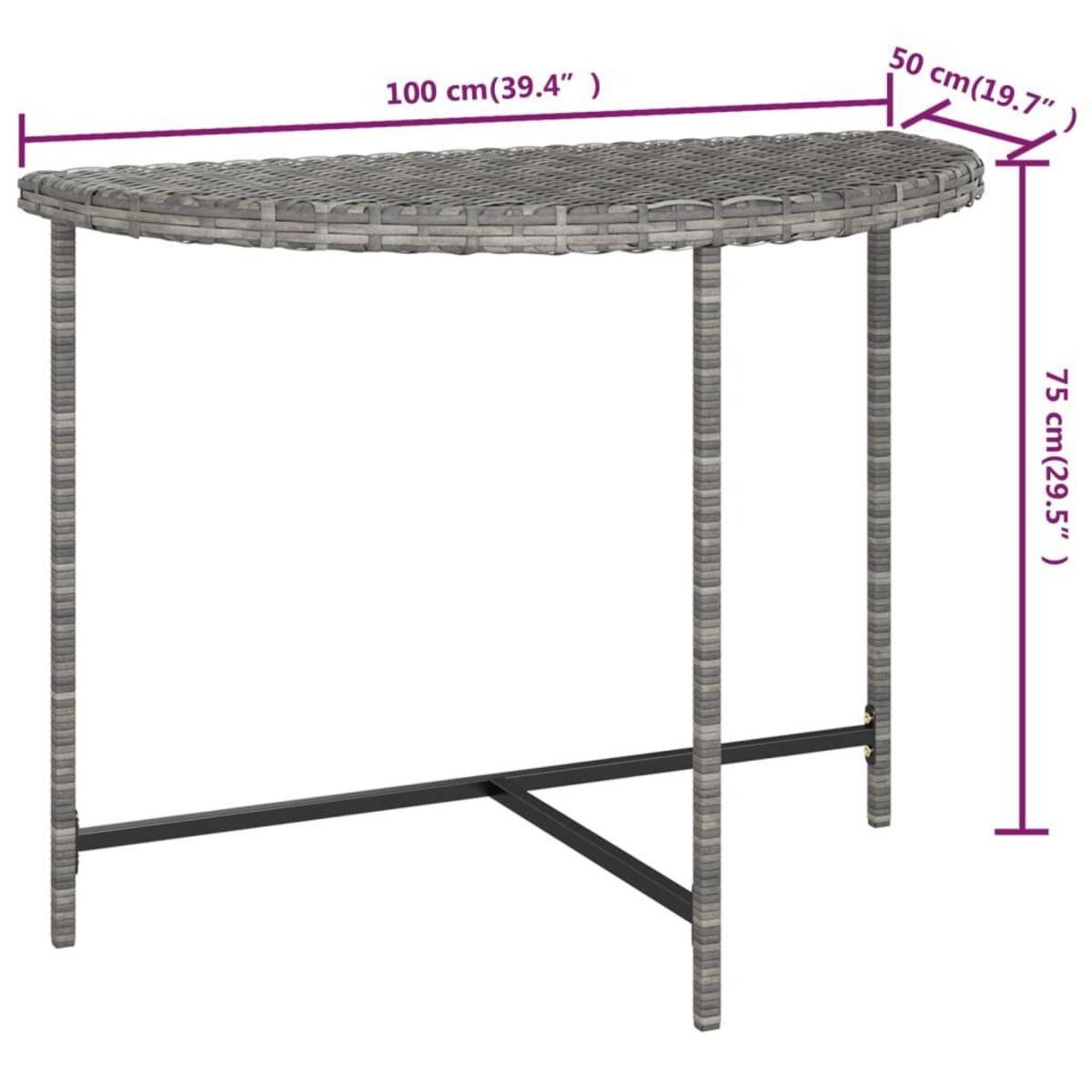 VIDAXL Table de jardin Gris 100x50x75 cm Resine tressee