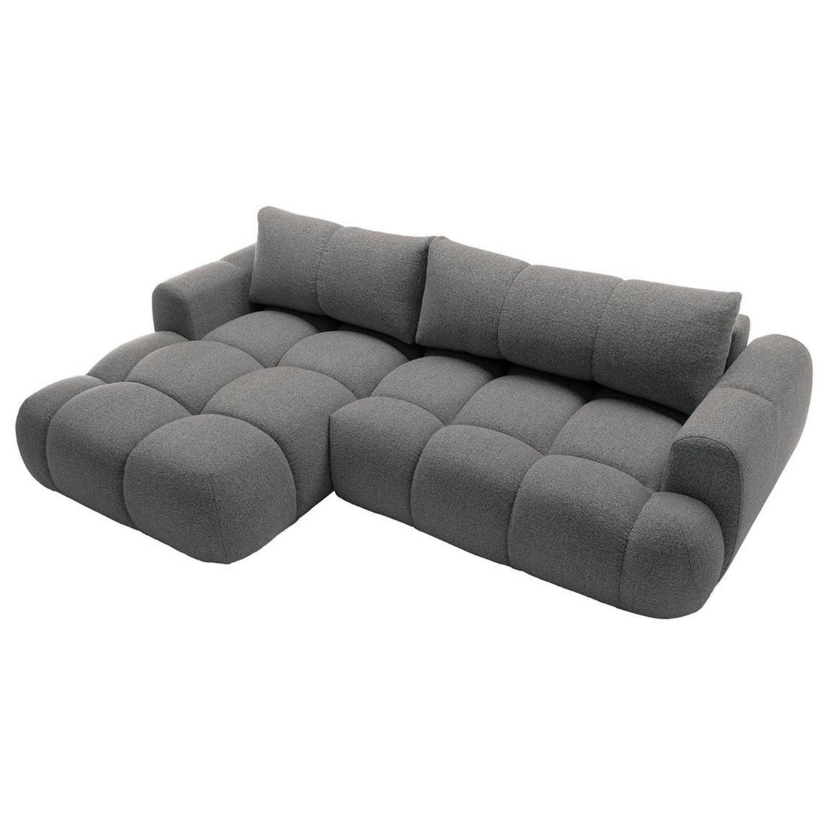 BEST MOBILIER Yulin - canapé d'angle gauche 4 places convertible avec coffre en tissu bouclette