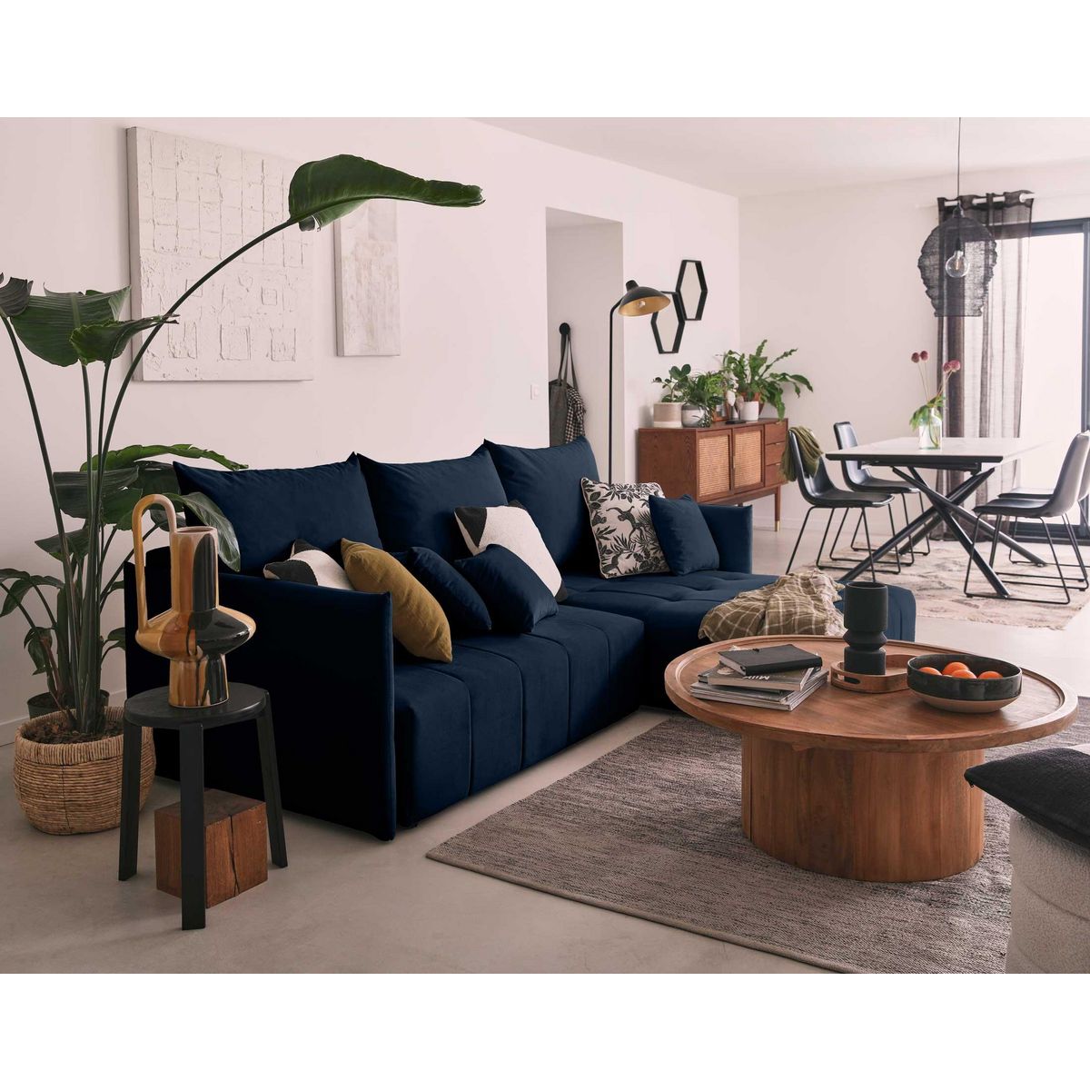 BEST MOBILIER Petra - canapé d'angle réversible - convertible avec coffre - 4 places - en velours