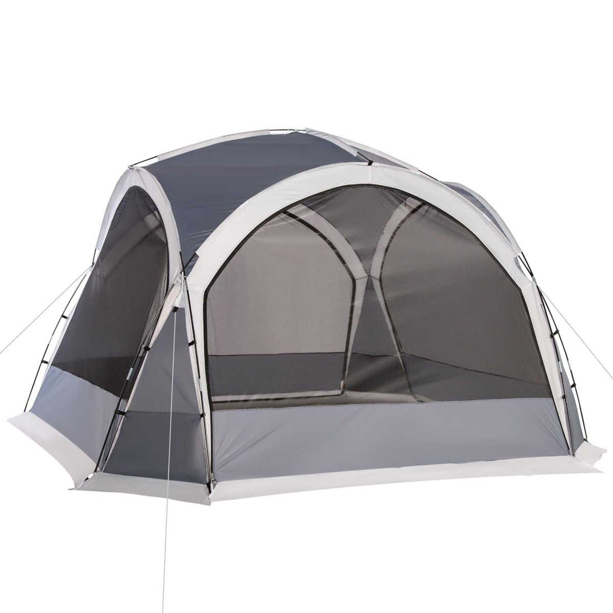 OUTSUNNY Tente de camping dôme familiale 6-8 personnes - 4 portes en filet zippées, tissu Oxford amovible, crochet lampe, sac de transport - dim. 350L x 350l x 230H cm - blanc gris