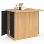 Voir la diapositive 5 : ID MARKET Ilot central IVO 100 cm bois façon hêtre portes noires avec plan de travail