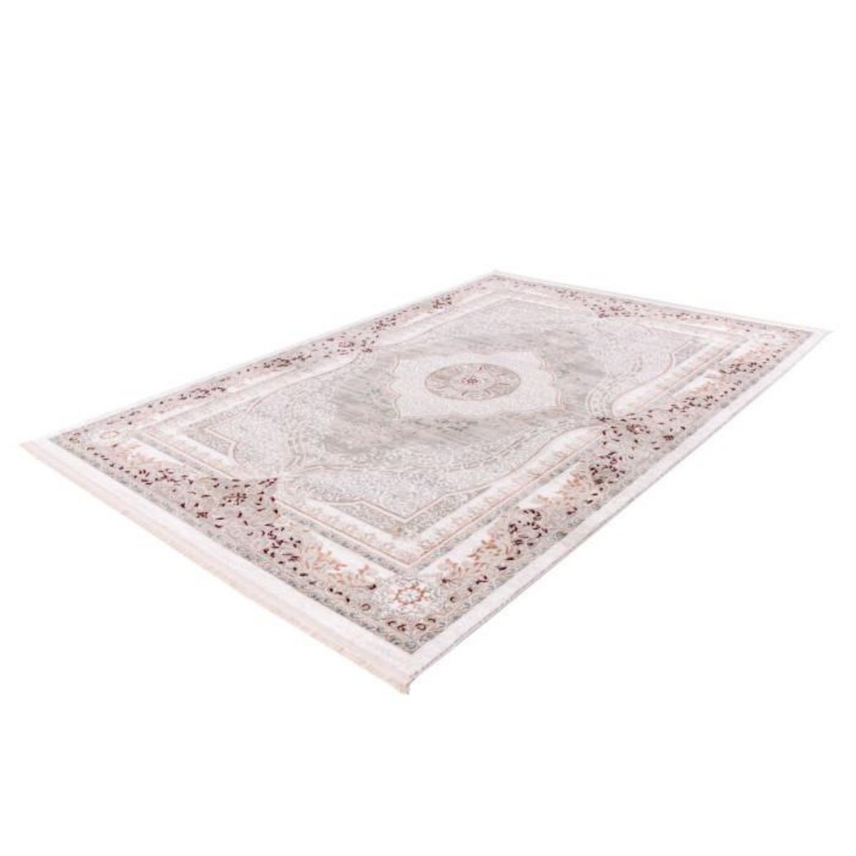 Paris Prix Tapis Vintage à Franges  Akropolis V  Gris & Rose