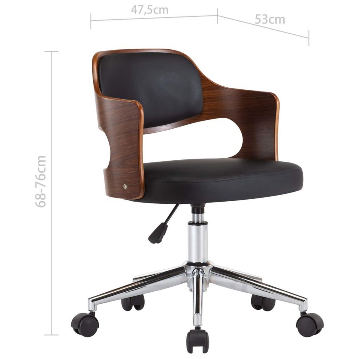 VIDAXL Chaise pivotante de bureau Noir Bois courbe et similicuir
