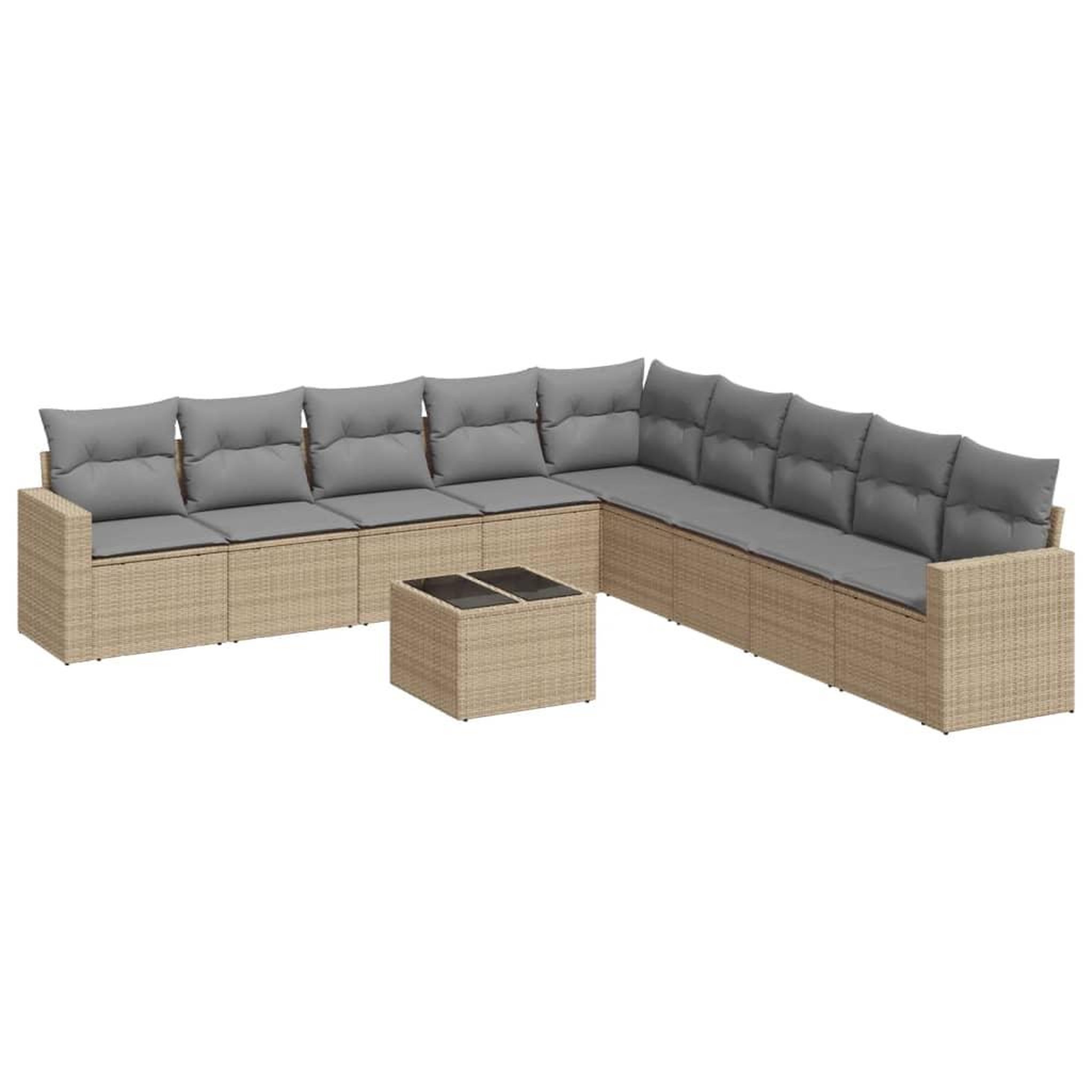 Voir la diapositive 2 : VIDAXL Salon de jardin avec coussins 10 pcs beige resine tressee