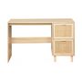 Voir la diapositive 5 : SWEEEK Bureau décor bois et cannage - Camargue - 120cm. 2 tiroirs