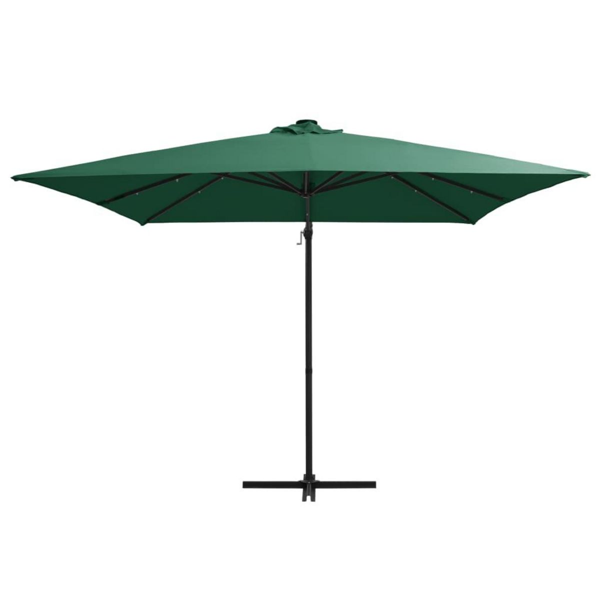 VIDAXL Parasol de jardin en porte-a-faux lumieres LED et mat en acier