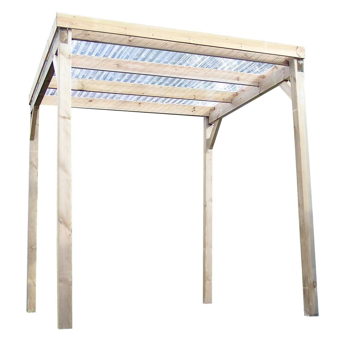 Carport toit plat - Bois traité autoclave - Toit plat - 4 m²