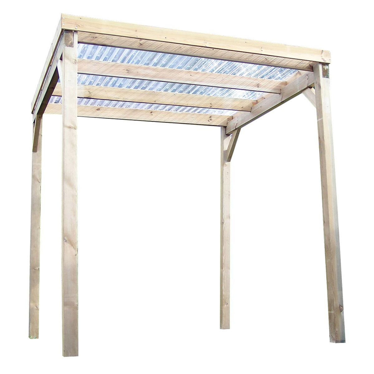 Carport toit plat - Bois traité autoclave - Toit plat - 4 m²