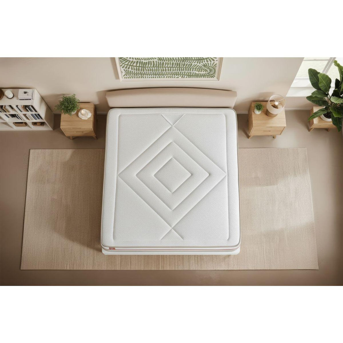 MARMOTTES&CO Pack prêt à dormir matelas LE PAISIBLE 160x200cm Mémoire de forme BioVisco + double sommiers Blanc + 2 oreillers + couette