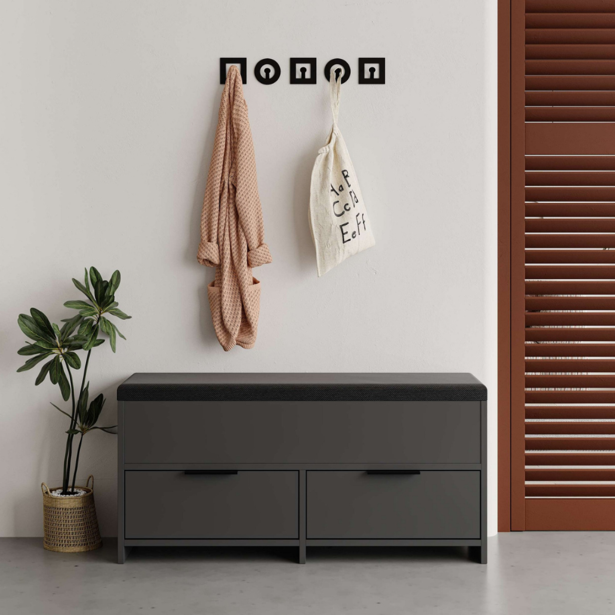 Voir la diapositive 2 : CONCEPT USINE Meuble à chaussures - 4 rangements - noir POLI