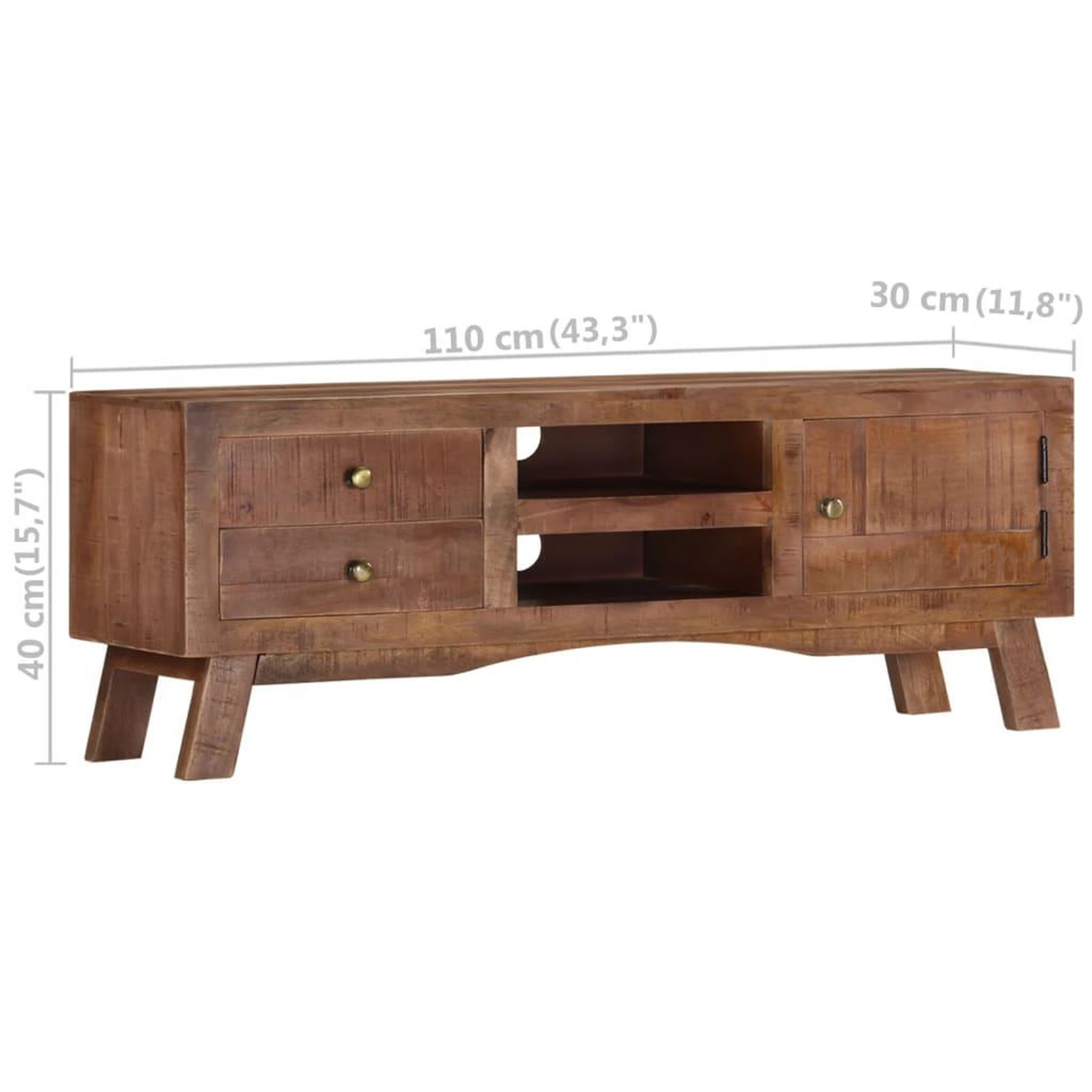 Voir la diapositive 6 : VIDAXL Meuble TV 110x30x40 cm Bois de manguier brut