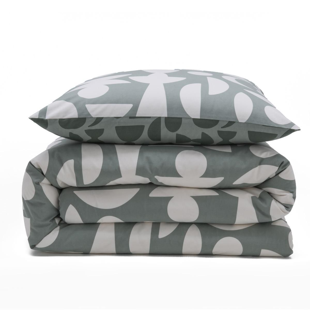 FUTURE HOME Parure de lit 2 personnes en coton 57 fils imprimé vert