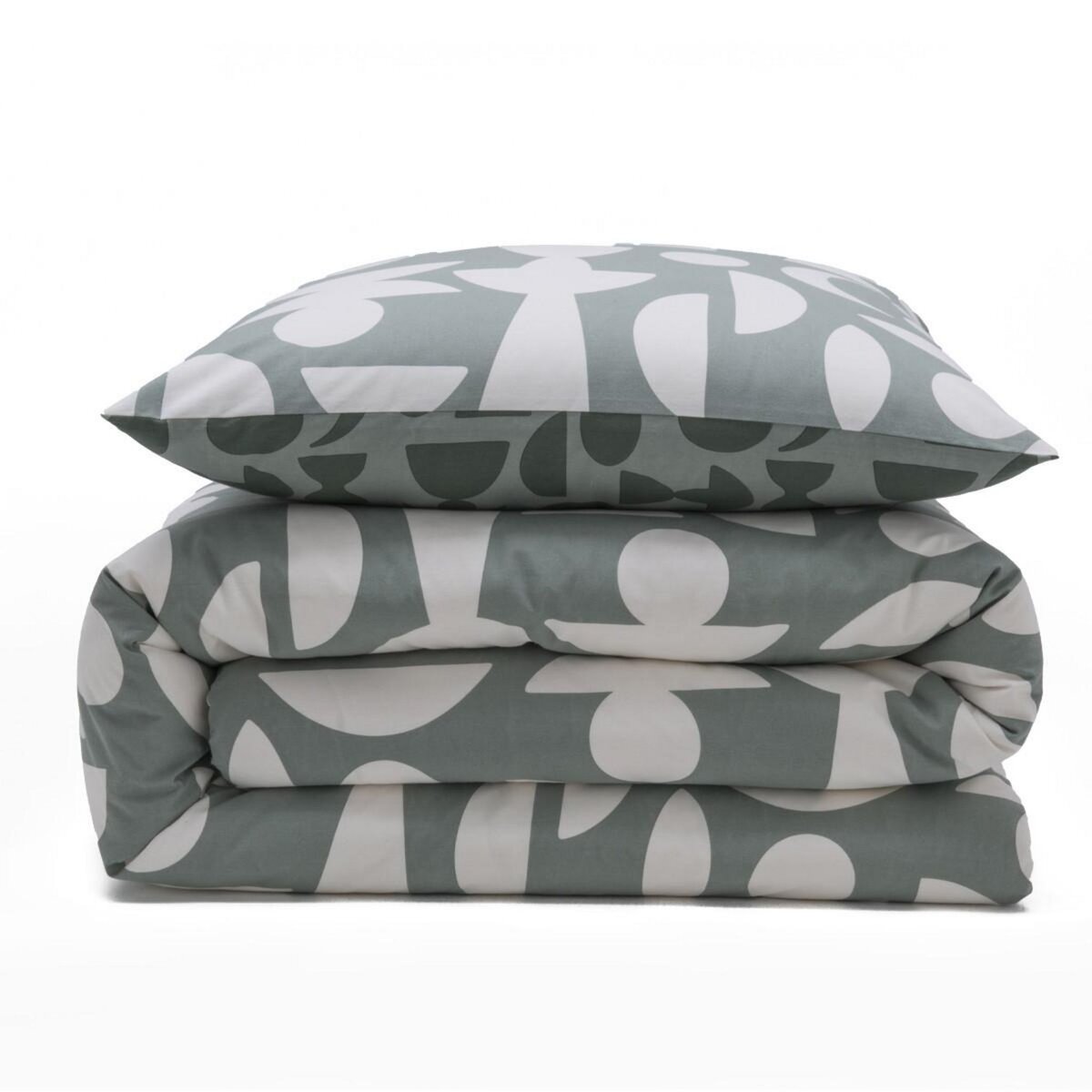 FUTURE HOME Parure de lit 2 personnes en coton 57 fils imprimé vert