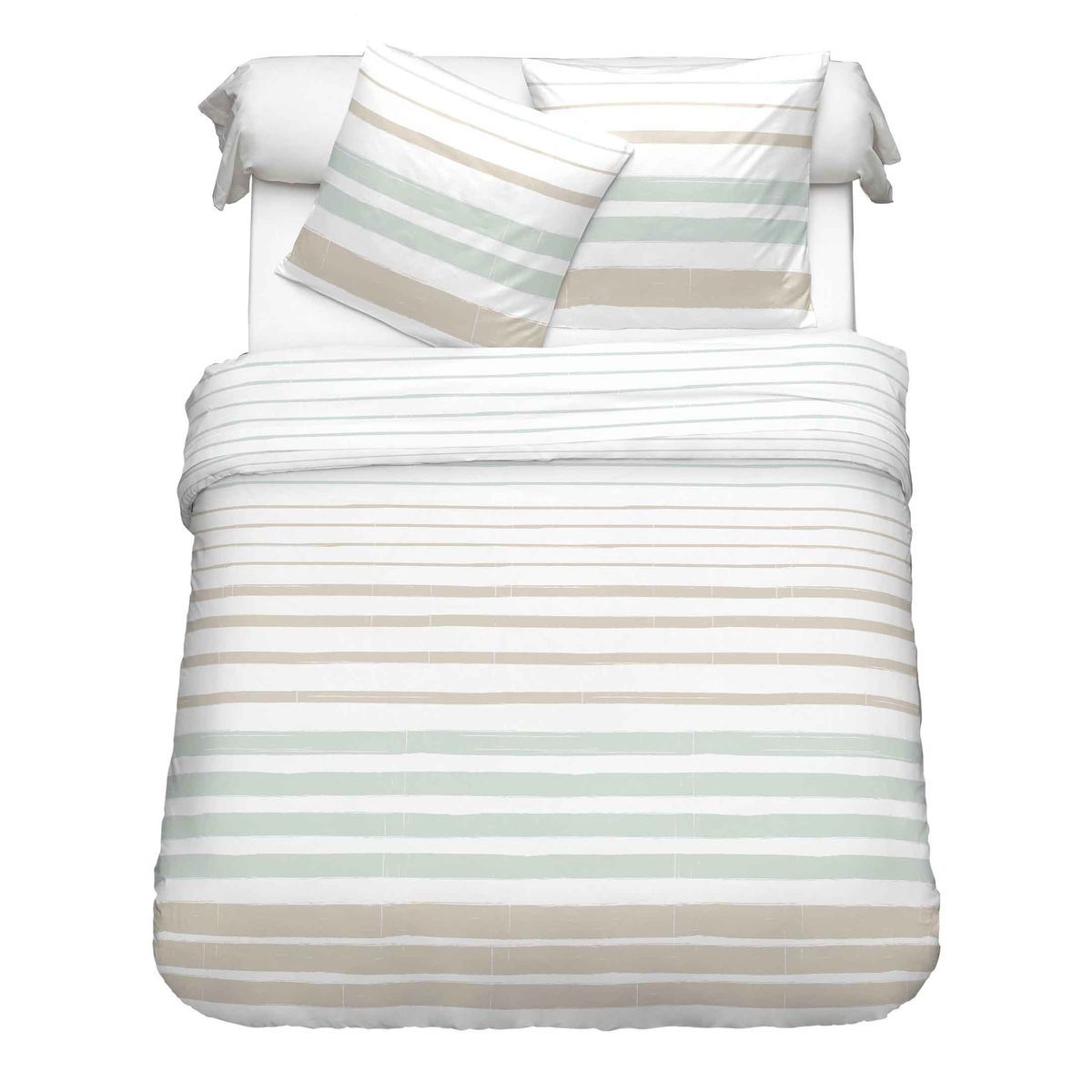 Parure housse de couette fantaisie en coton motifs rayures EMBRUN
