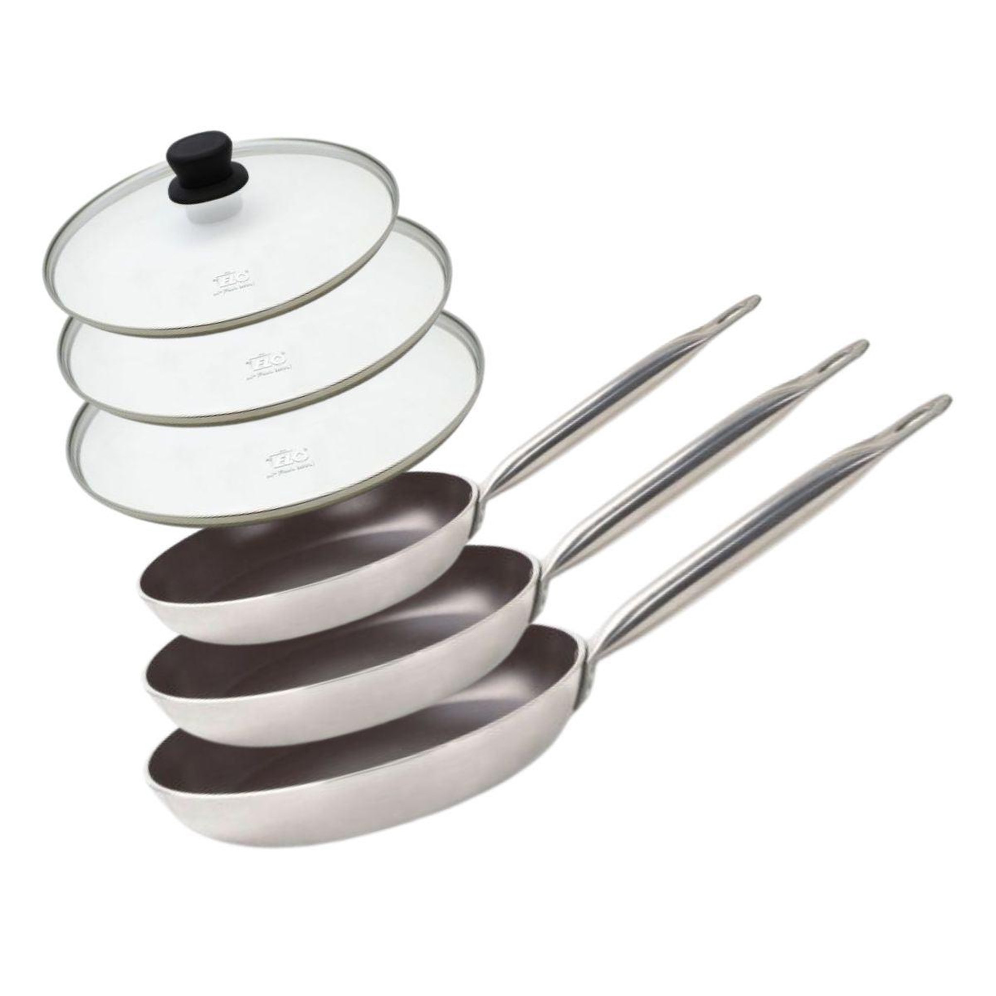 ELO Set de 3 poêles 24, 28 et 32 cm céramique sans pfas et 3 couvercles elo bistro line
