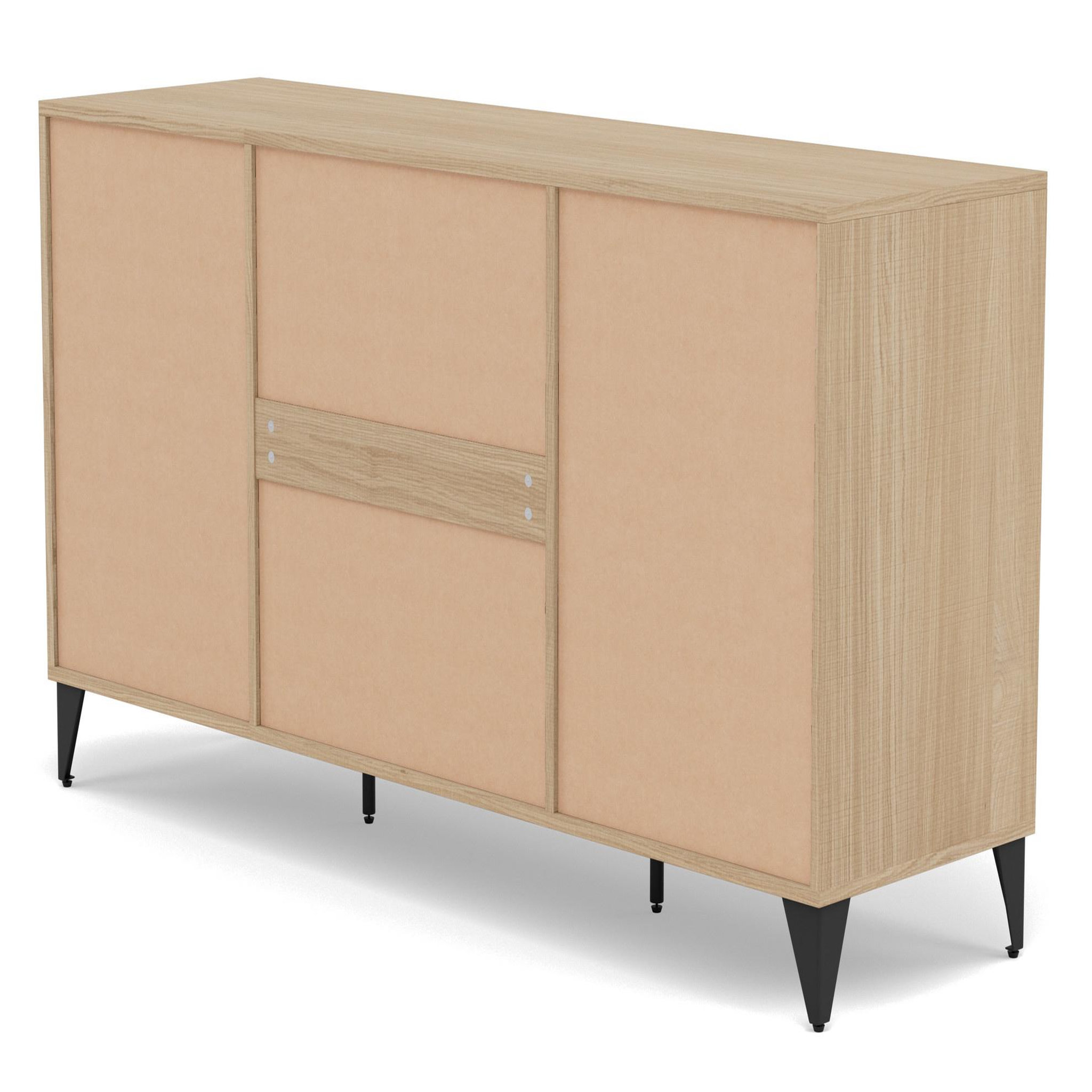 Voir la diapositive 6 : BEST MOBILIER Tribeca - buffet bas - effet bois et métal noir - 3 tiroirs et 2 portes - 140 cm