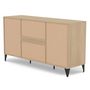 Voir la diapositive 6 : BEST MOBILIER Tribeca - buffet bas - effet bois et métal noir - 3 tiroirs et 2 portes - 140 cm