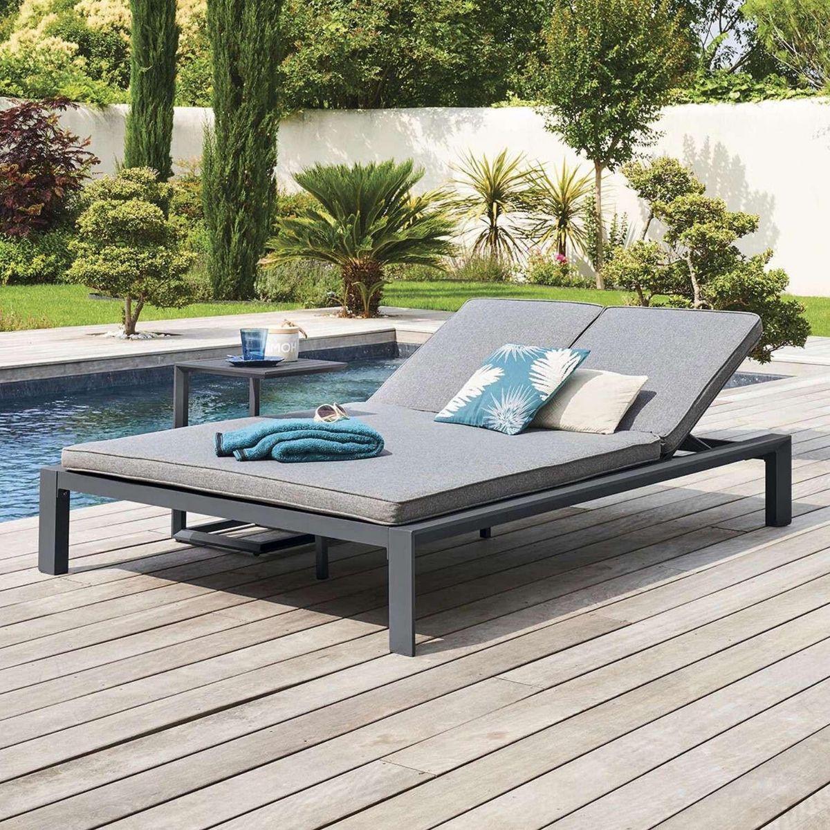 HESPERIDE Lit de piscine double Evasion en aluminium