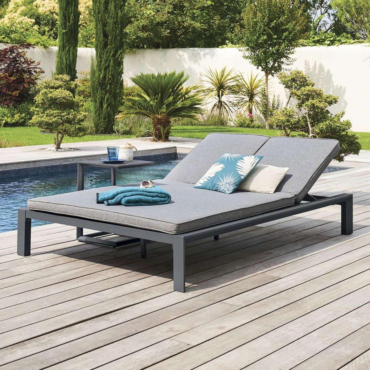 HESPERIDE Lit de piscine double Evasion en aluminium