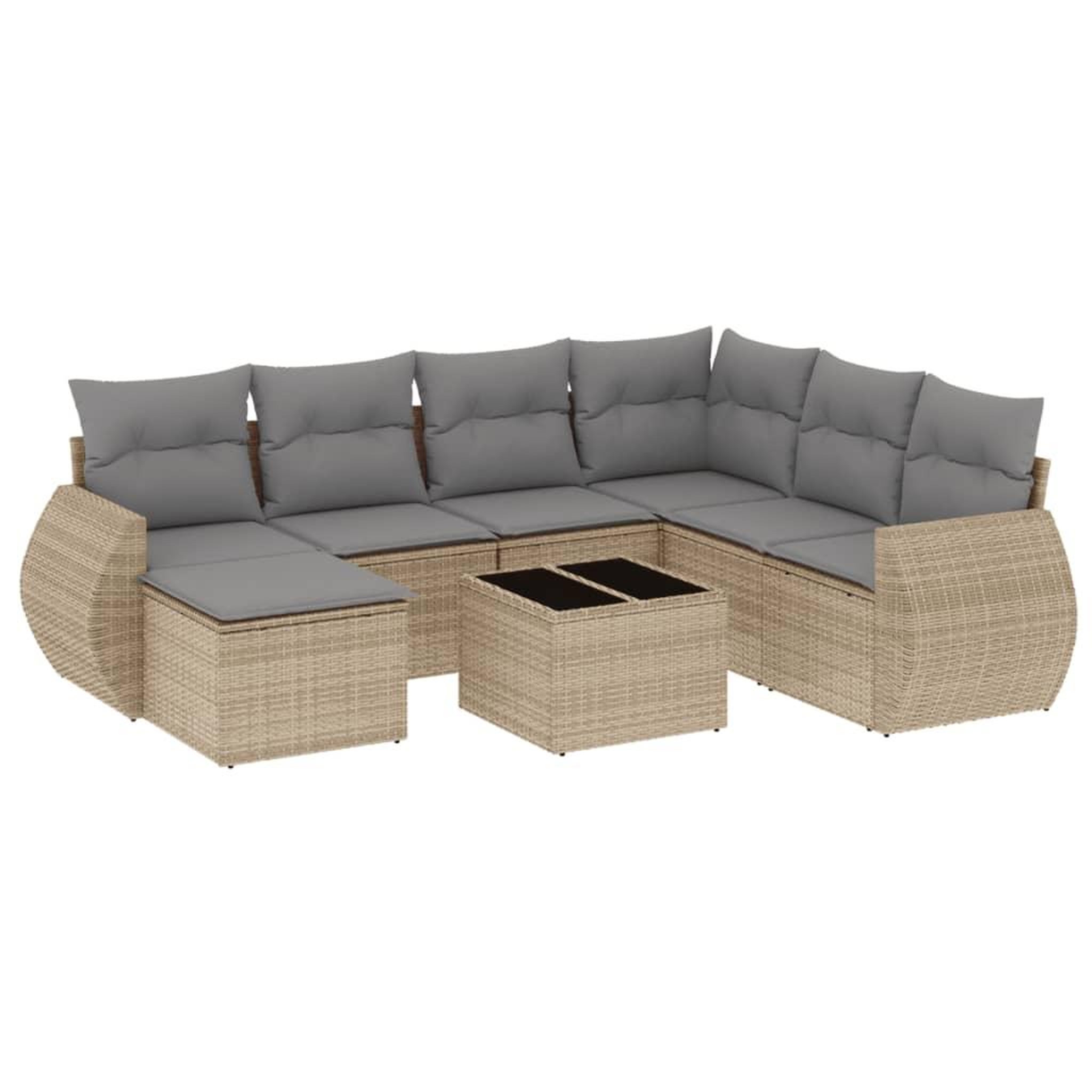 Voir la diapositive 2 : VIDAXL Salon de jardin avec coussins 8 pcs beige resine tressee