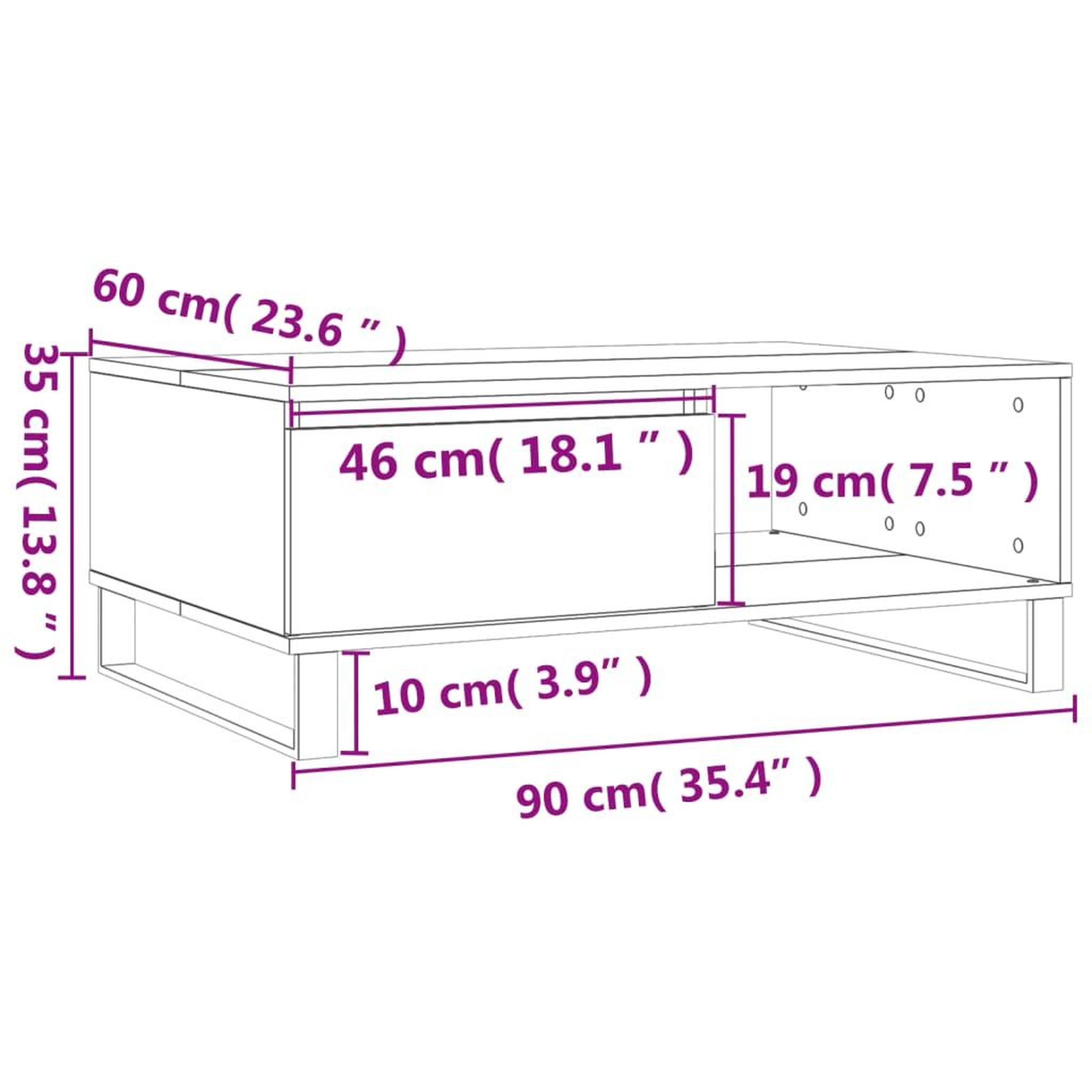 Voir la diapositive 6 : VIDAXL Table basse blanc 90x60x35 cm bois d'ingenierie