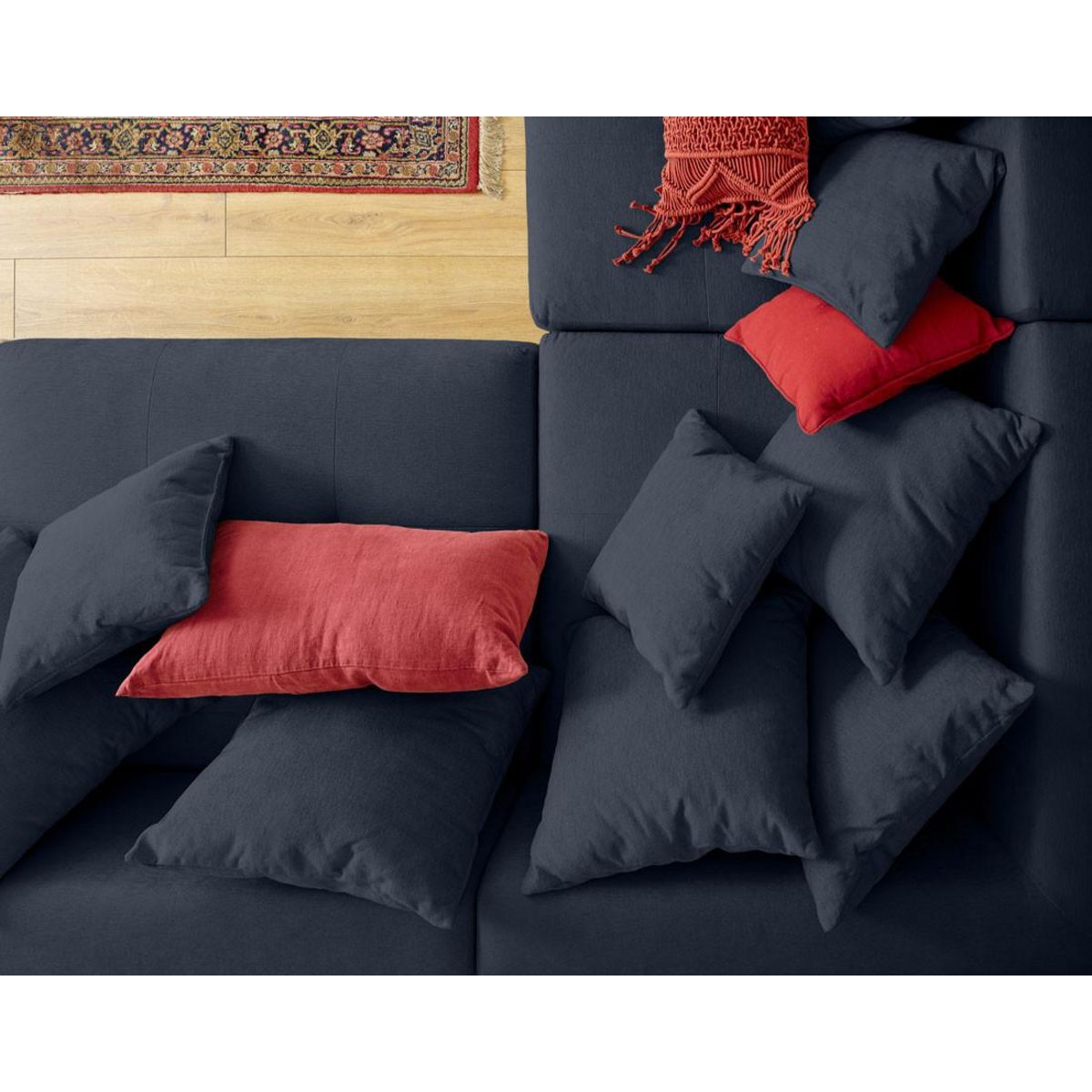 LISA DESIGN Amalfi - canapé modulable d'angle réversible - 4 places - en tissu