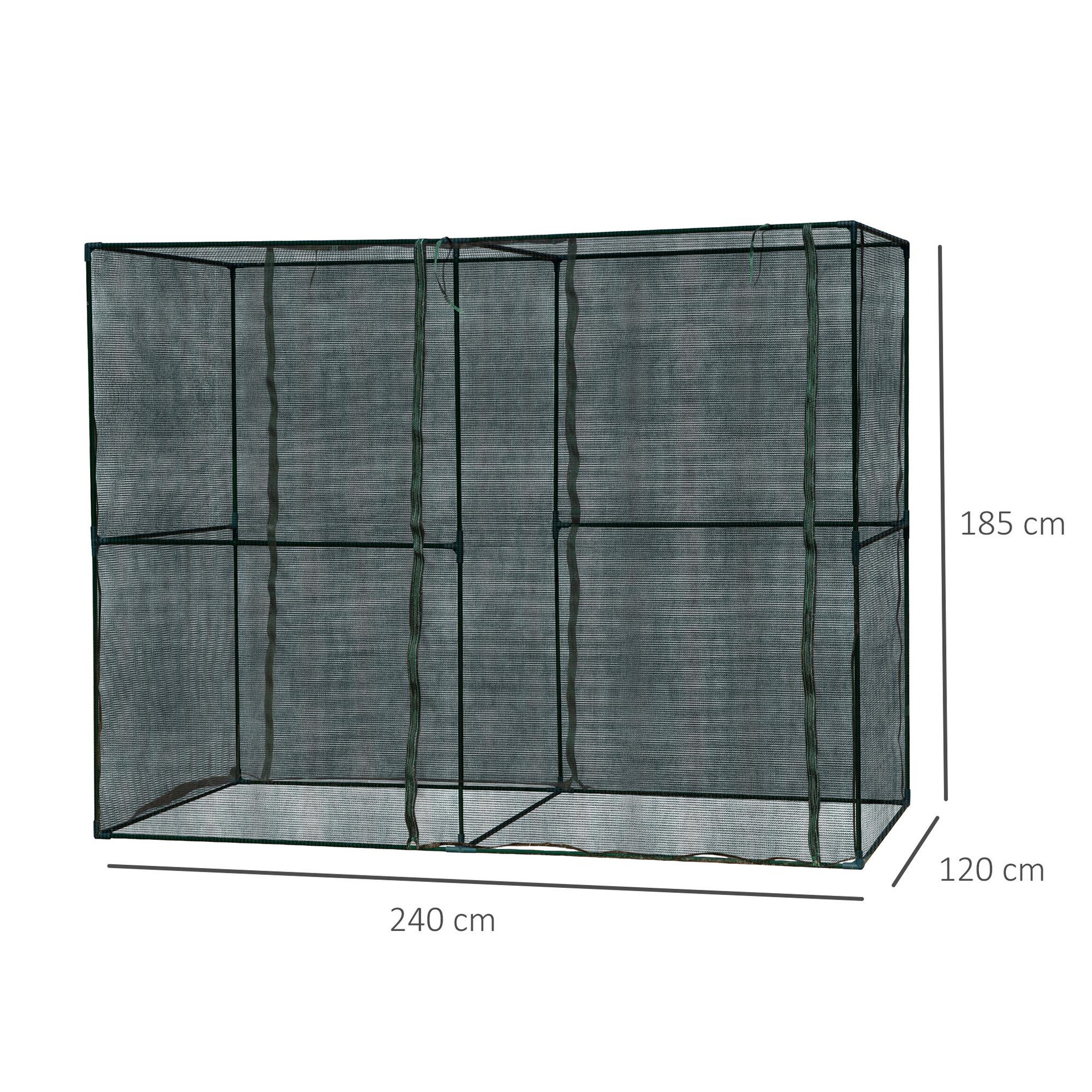 Voir la diapositive 3 : OUTSUNNY Serre de jardin serre à tomates filet protection solaire anti-UV ombrage 50-60 % 2 portes zippées enroulables acier HDPE vert foncé