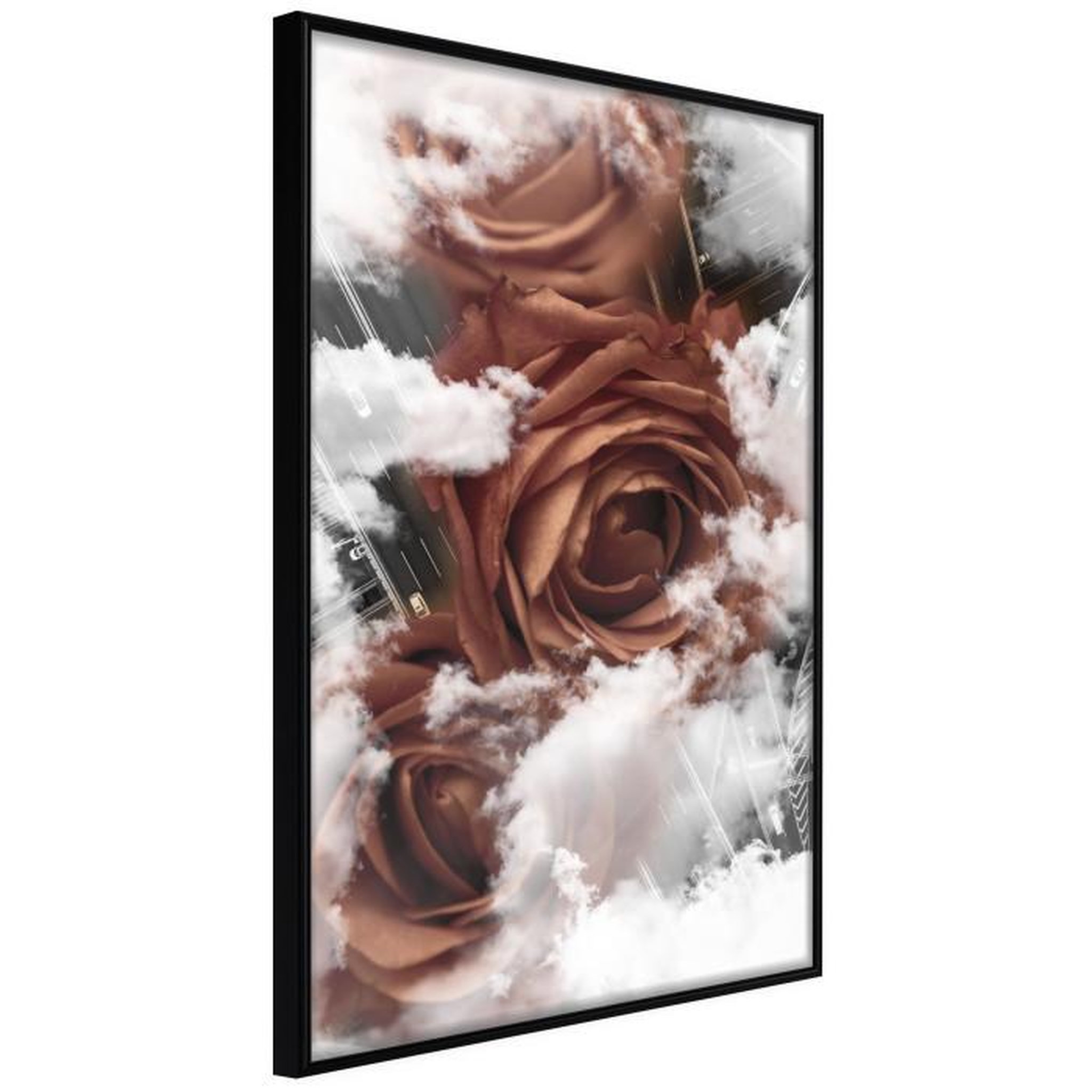 Paris Prix Affiche Murale Encadrée  Heavenly Roses. Coloris disponibles : Jaune, Noir