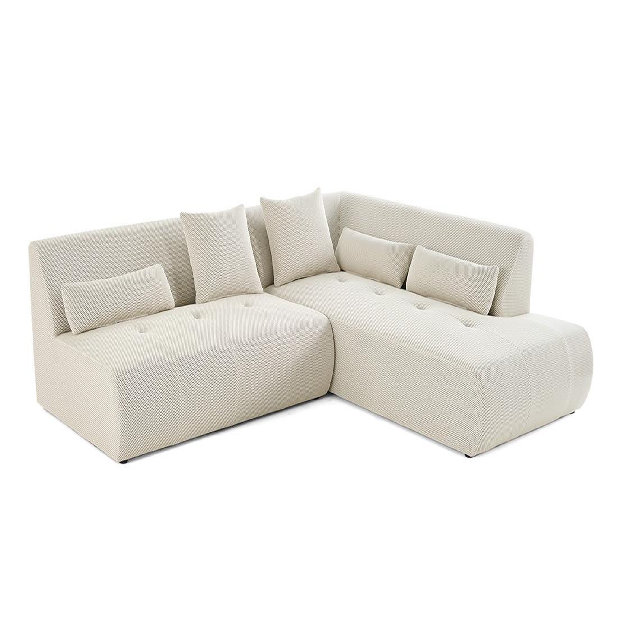 Voir la diapositive 2 : LISA DESIGN Onyx - canapé modulable d'angle droit 5 places - en tissu mailles 3d