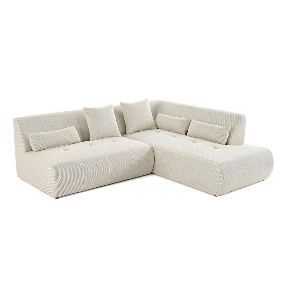 LISA DESIGN Onyx - canapé modulable d'angle droit 5 places - en tissu mailles 3d