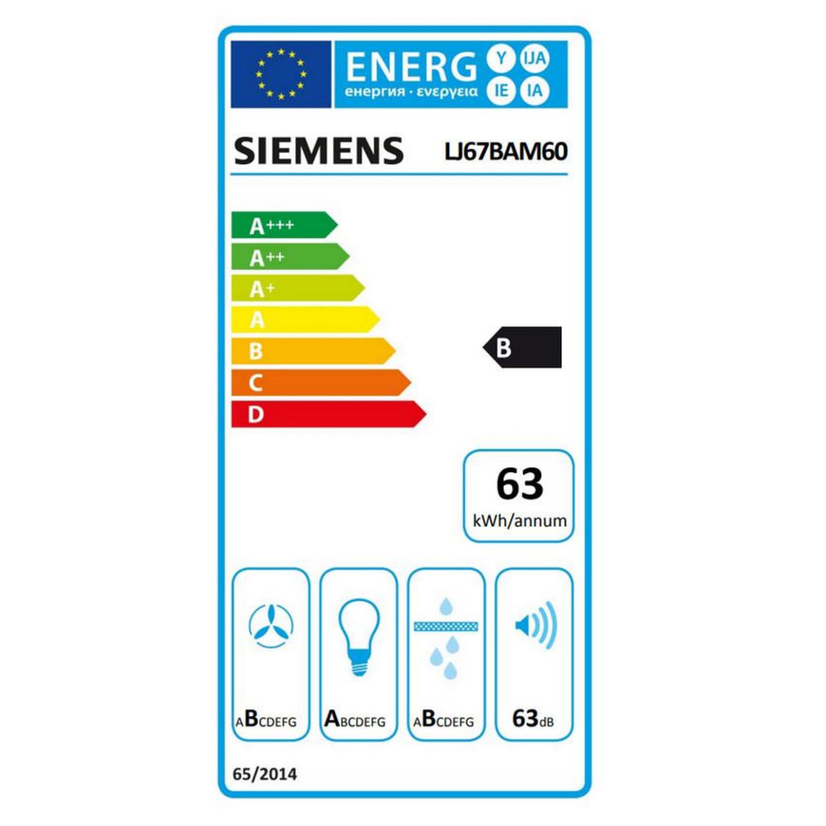Siemens Hotte box intégrée 60cm 460m3/h noir - lj67bam60